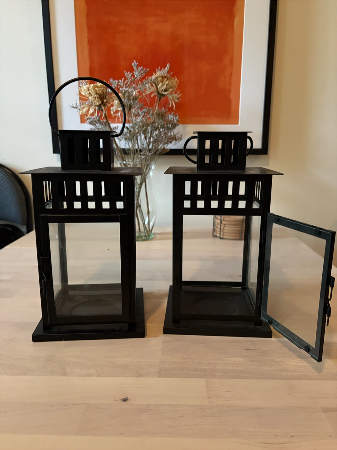 Ikea Borrby Black Metal Lanterns (Set of 2)