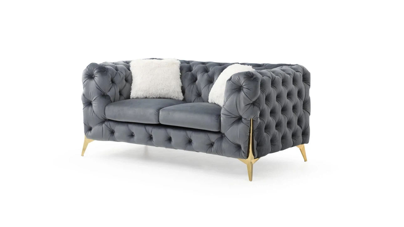 Velvet Chesterfield Sofa Set - photo 3