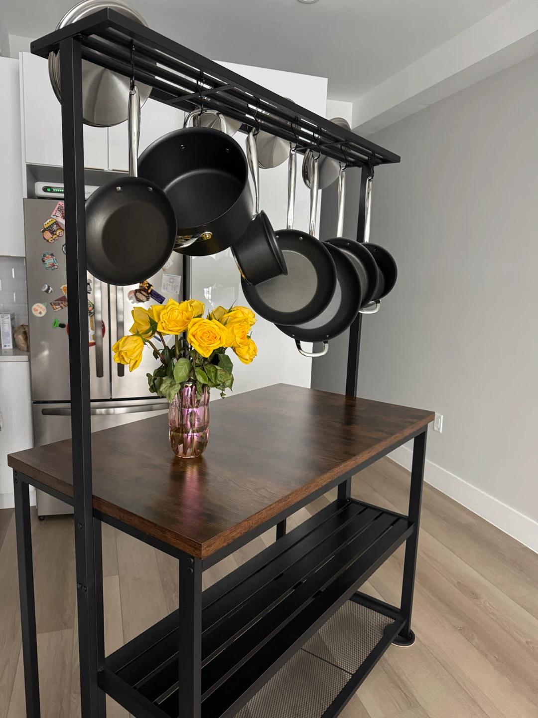 Kitchen Island with Pot Rack
