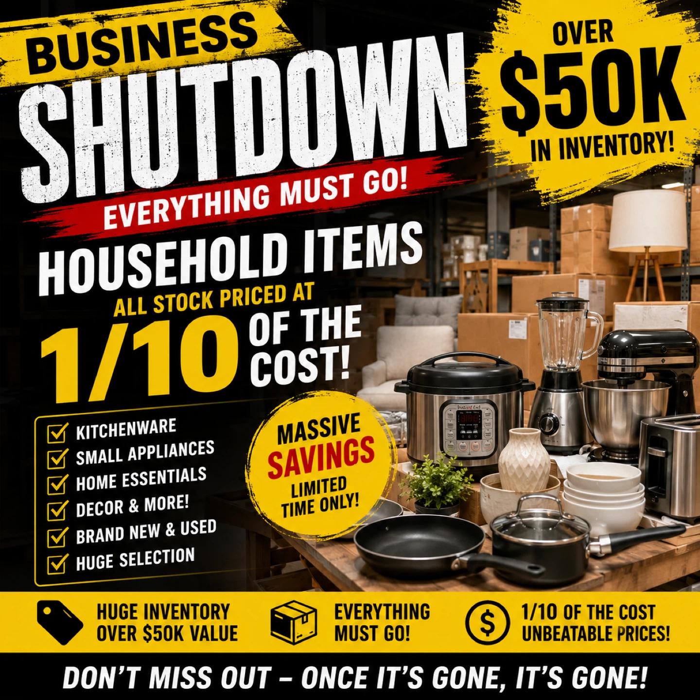 Business Shutdown Sale - Household Items