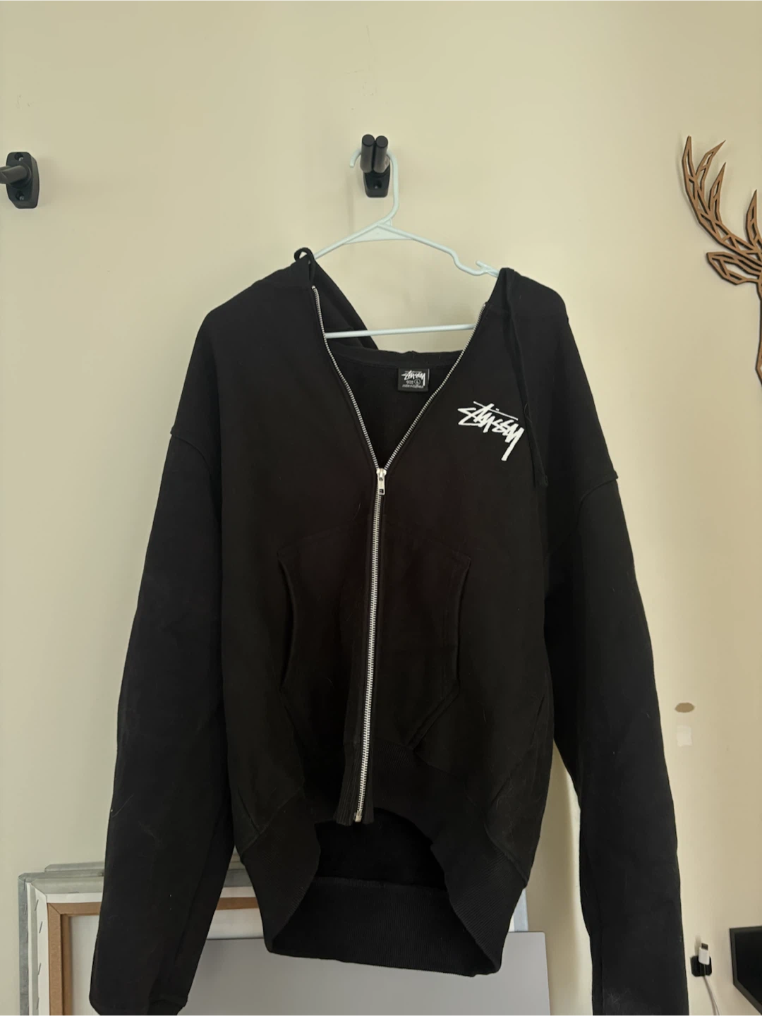 Stüssy Zip Up Hoodie - Black - Size L