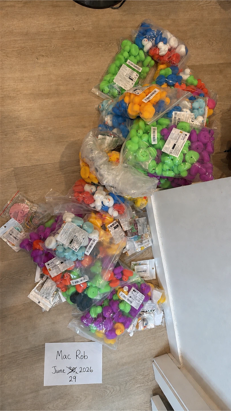 Bag of assorted rubber ducks