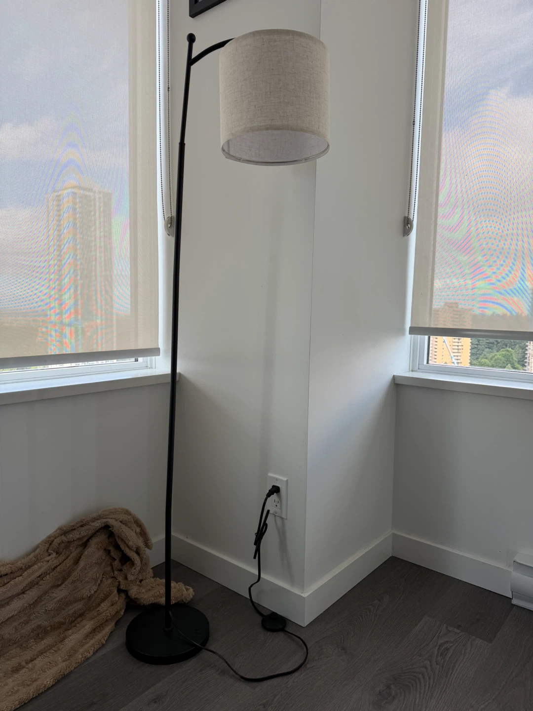 Arc Floor Lamp with Linen Shade