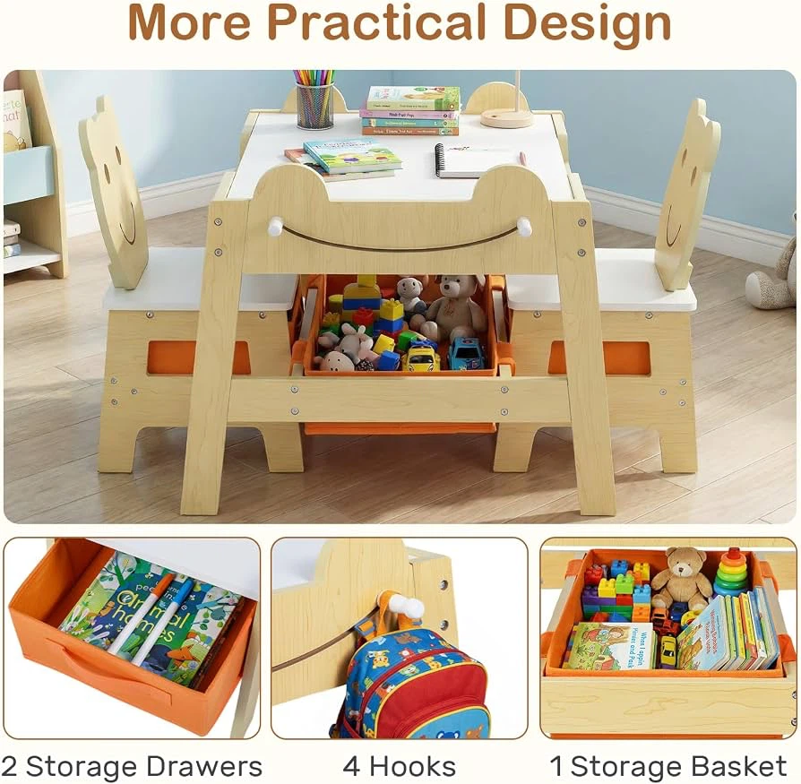 🔥INFANS Kids Table & Chair Set (4-in-1 Wooden Activity Desk) - photo 5