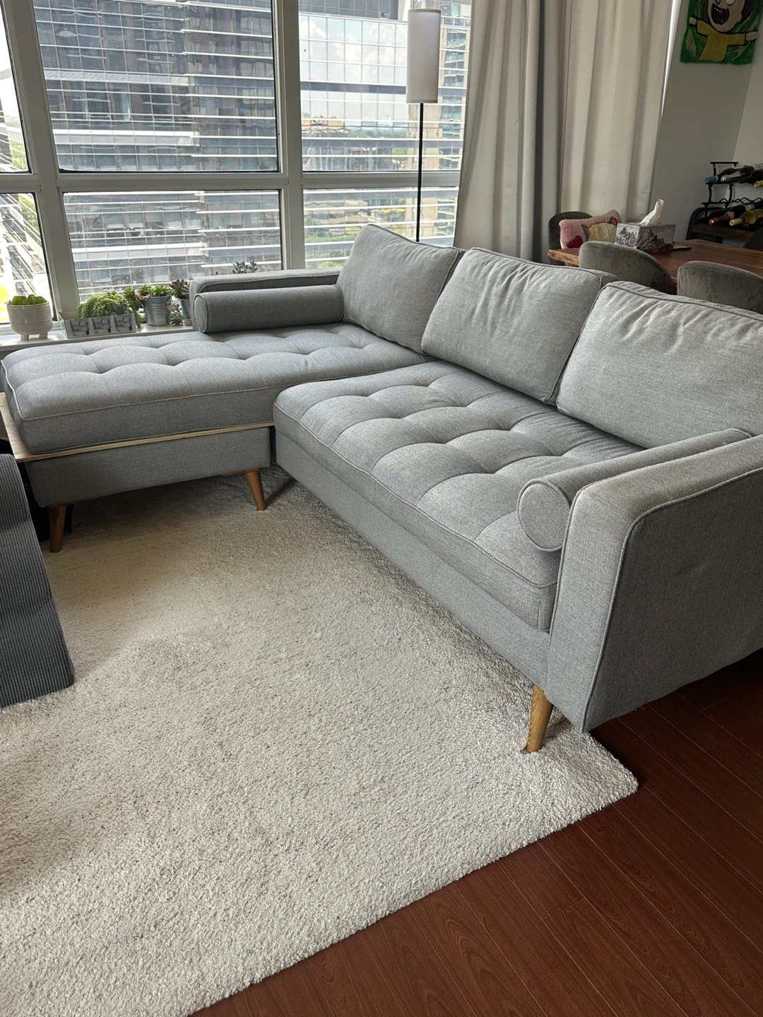 Mid-sized grey sectional sofa