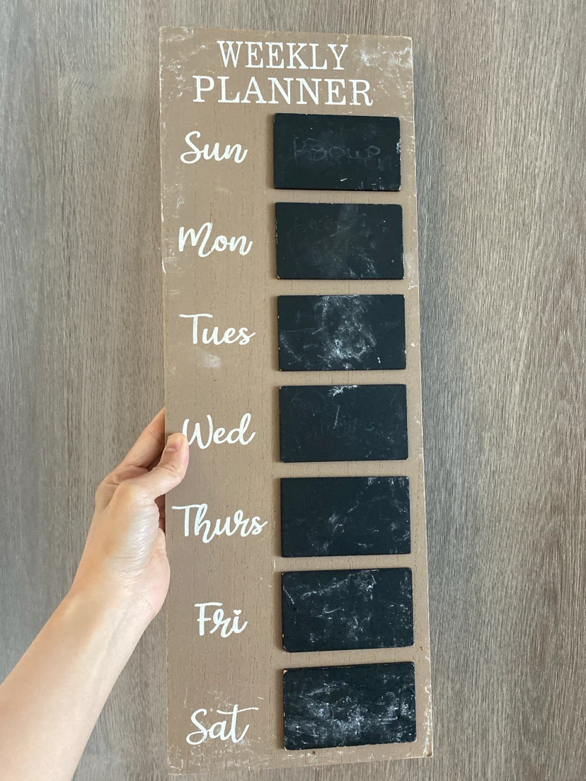 Wooden Weekly Planner with Chalkboard Slots