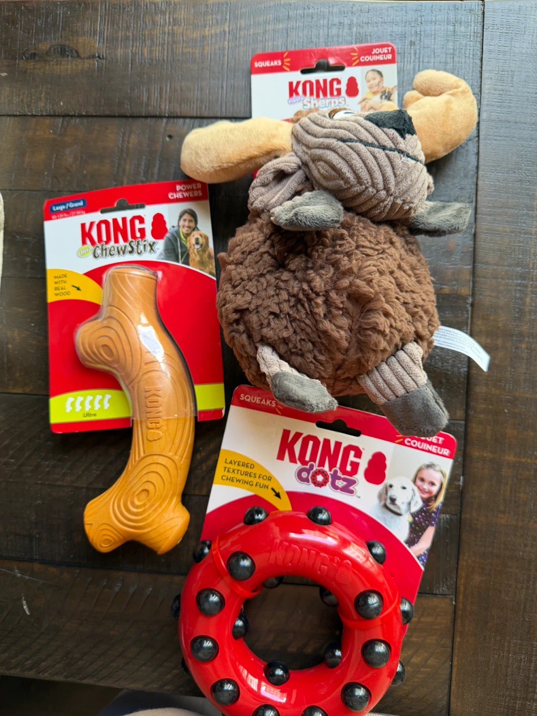 3 KONG Dog Toys Bundle - Plush, ChewStix, and Dotz
