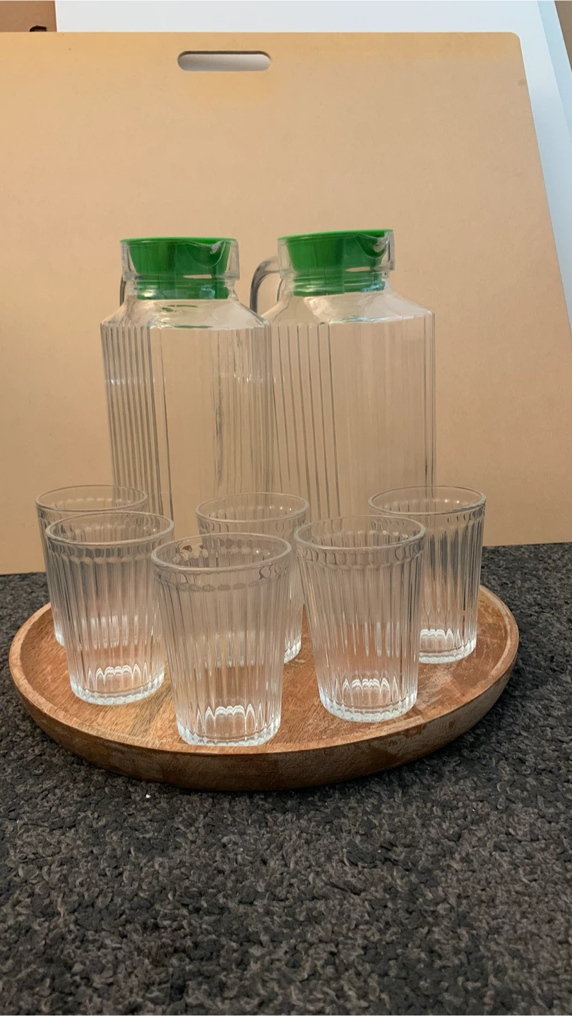 Ikea 2 Pitchers and 6 Glasses Set