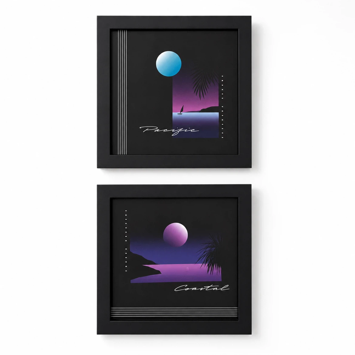 Moody 80s Inspired Seaside Prints w/frames