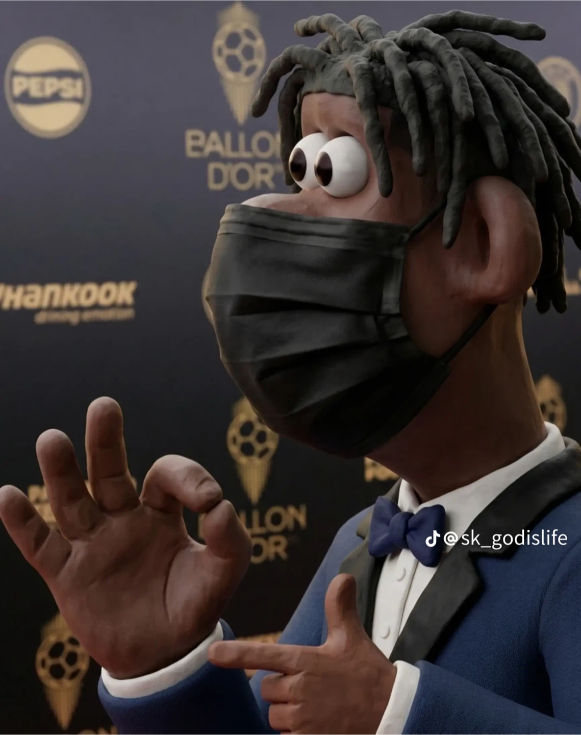 Claymation character figures with masks