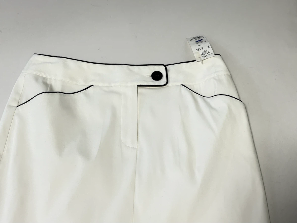 White A-Line Skirt with Black Trim Size 8 - photo 3