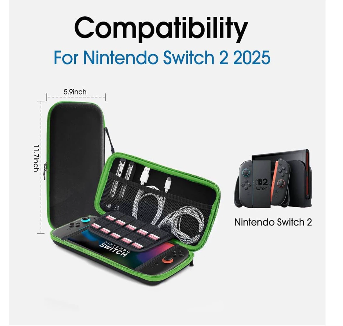 New Carrying Case for Nintendo Switch 2 [7.9''] 2025 - Green - photo 2