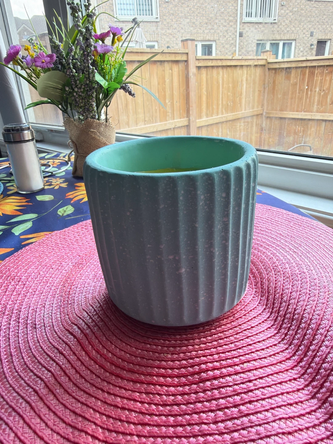 Candle in a planter pot