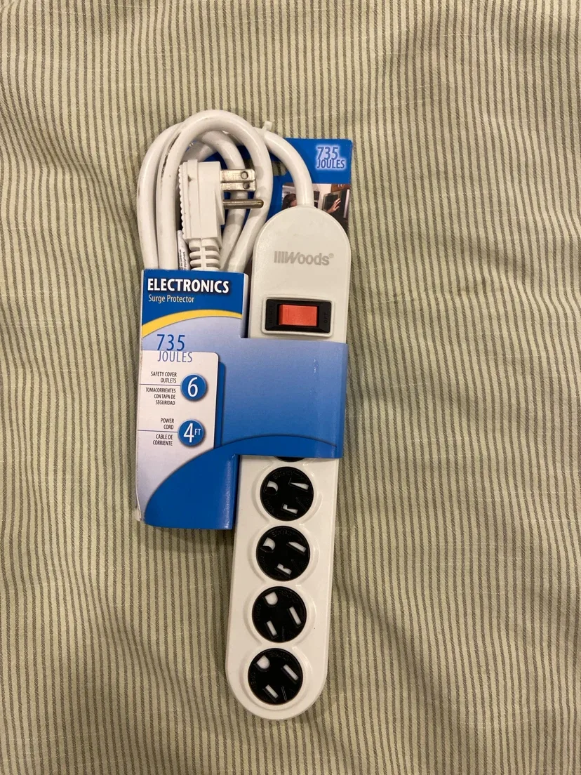 Woods 6-Outlet Surge Protector Power Strip - 4ft Cord