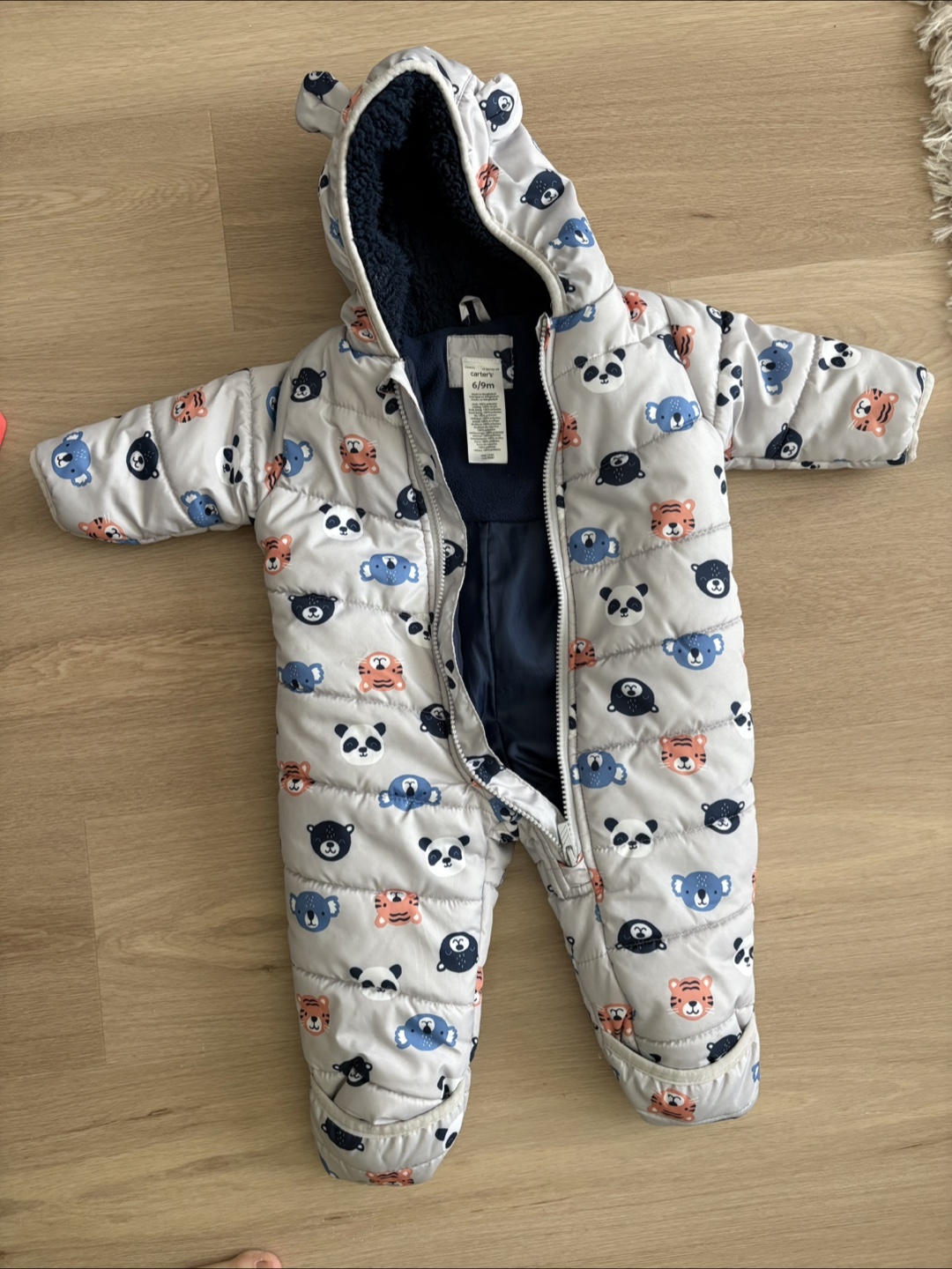 Baby Snowsuit - Gray Animal Print - 6-9 Months - photo 2