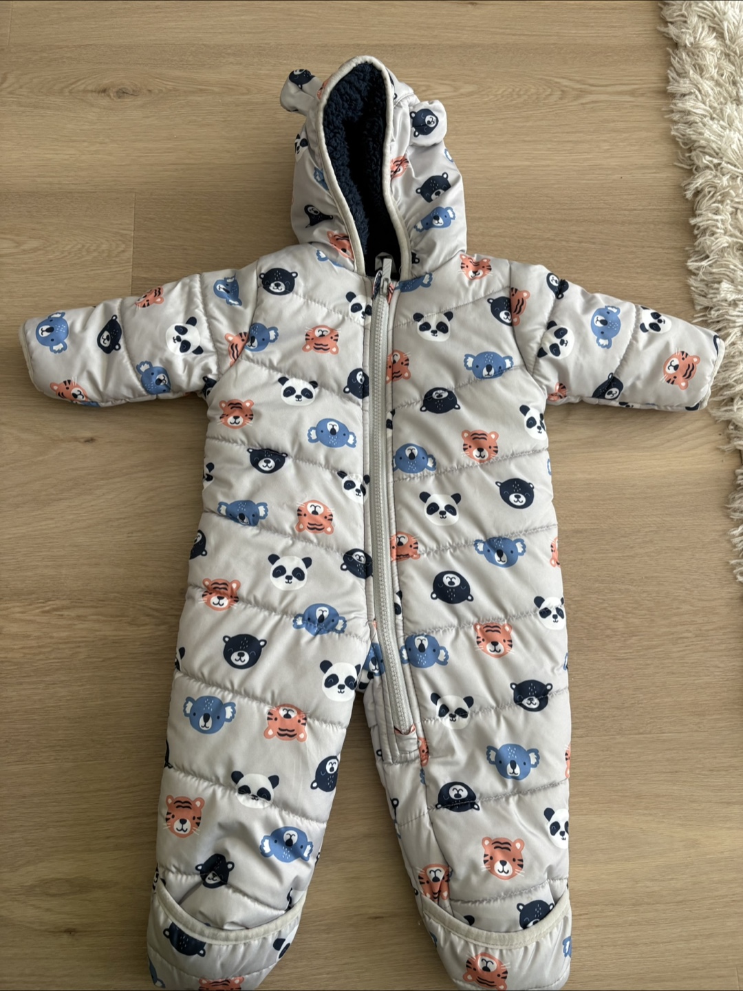 Baby Snowsuit - Gray Animal Print - 6-9 Months