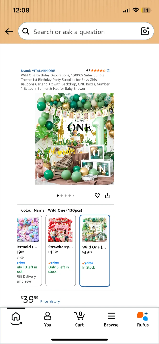NEW! Wild One 130-Piece Safari Jungle Birthday Party Decorations