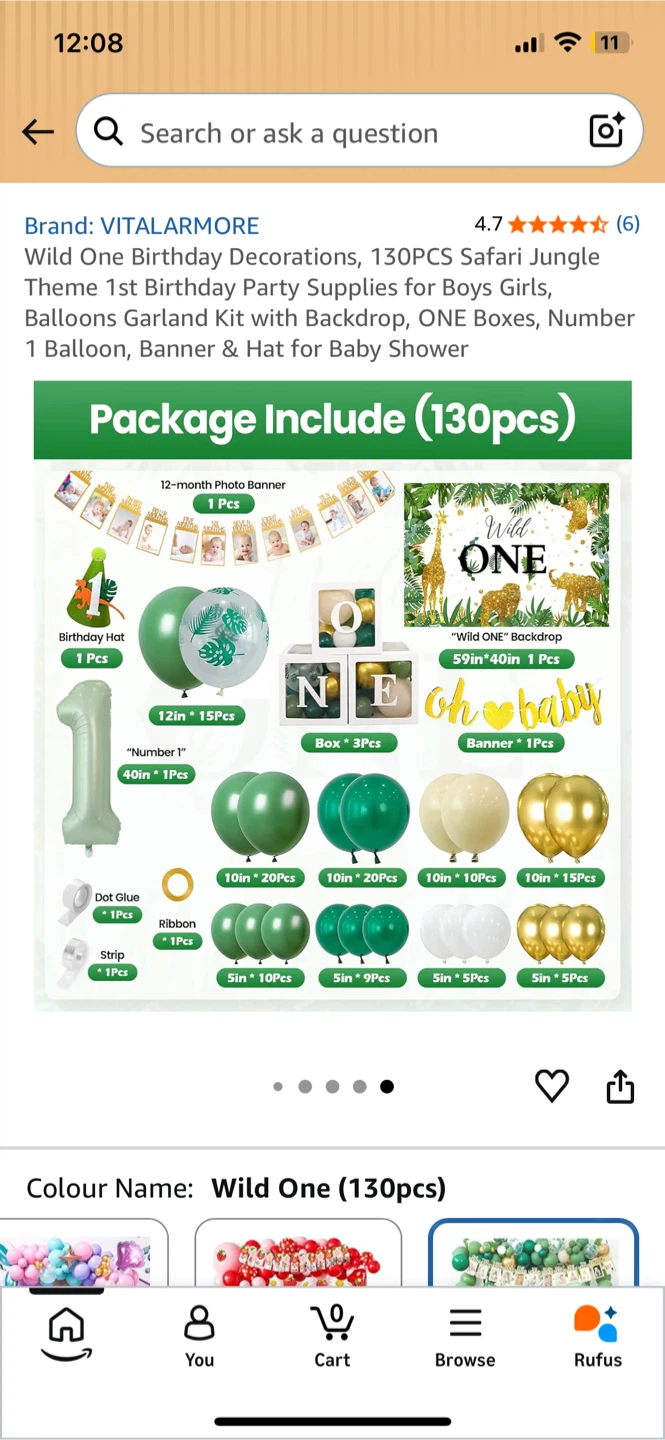 NEW! Wild One 130-Piece Safari Jungle Birthday Party Decorations - photo 2