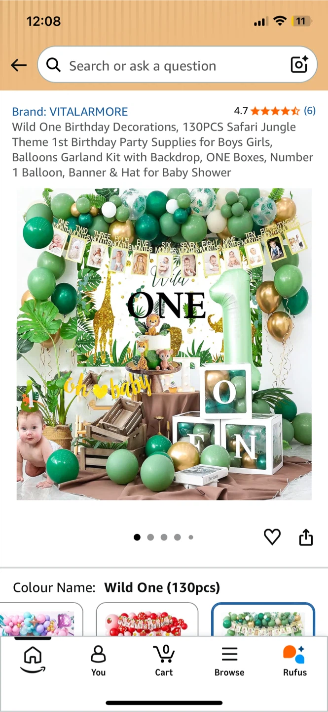 NEW! Wild One 130-Piece Safari Jungle Birthday Party Decorations - photo 3