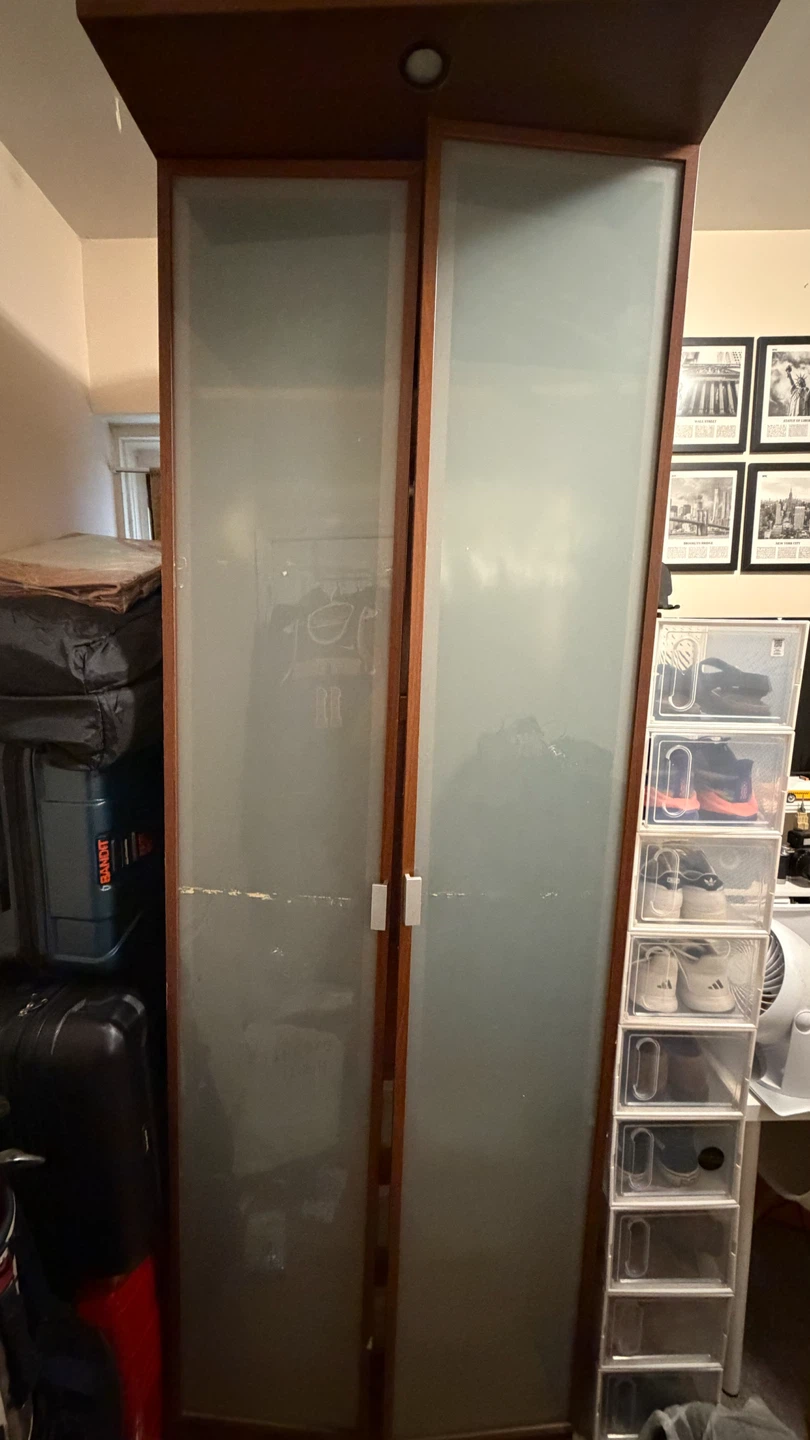 FREE! Tall wooden wardrobe with hanging rod and 3 shelves