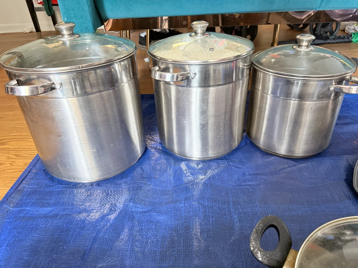 Stainless Steel cylindrical cooking/storage pots