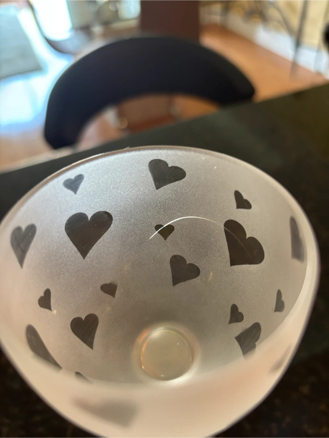 Frosted Glass tea light holder with Hearts - photo 3