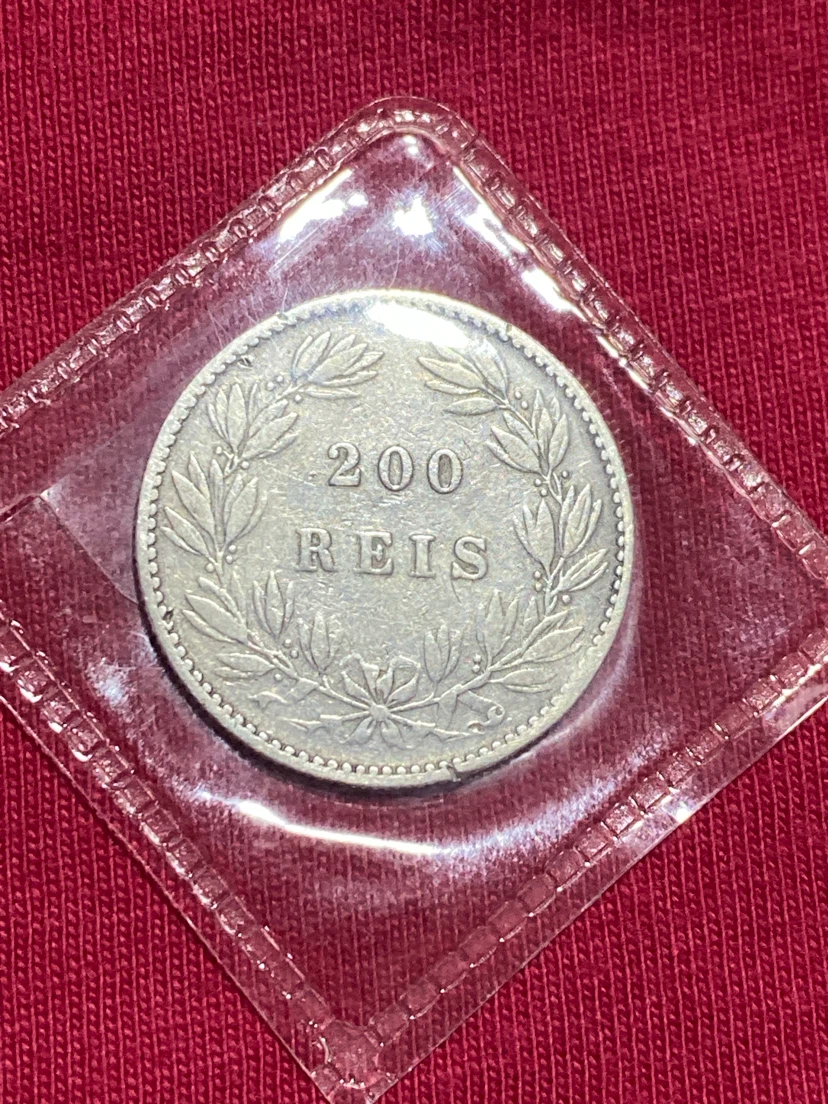 (RARE) Portugal 200 Reis Coin - 1875 - photo 2