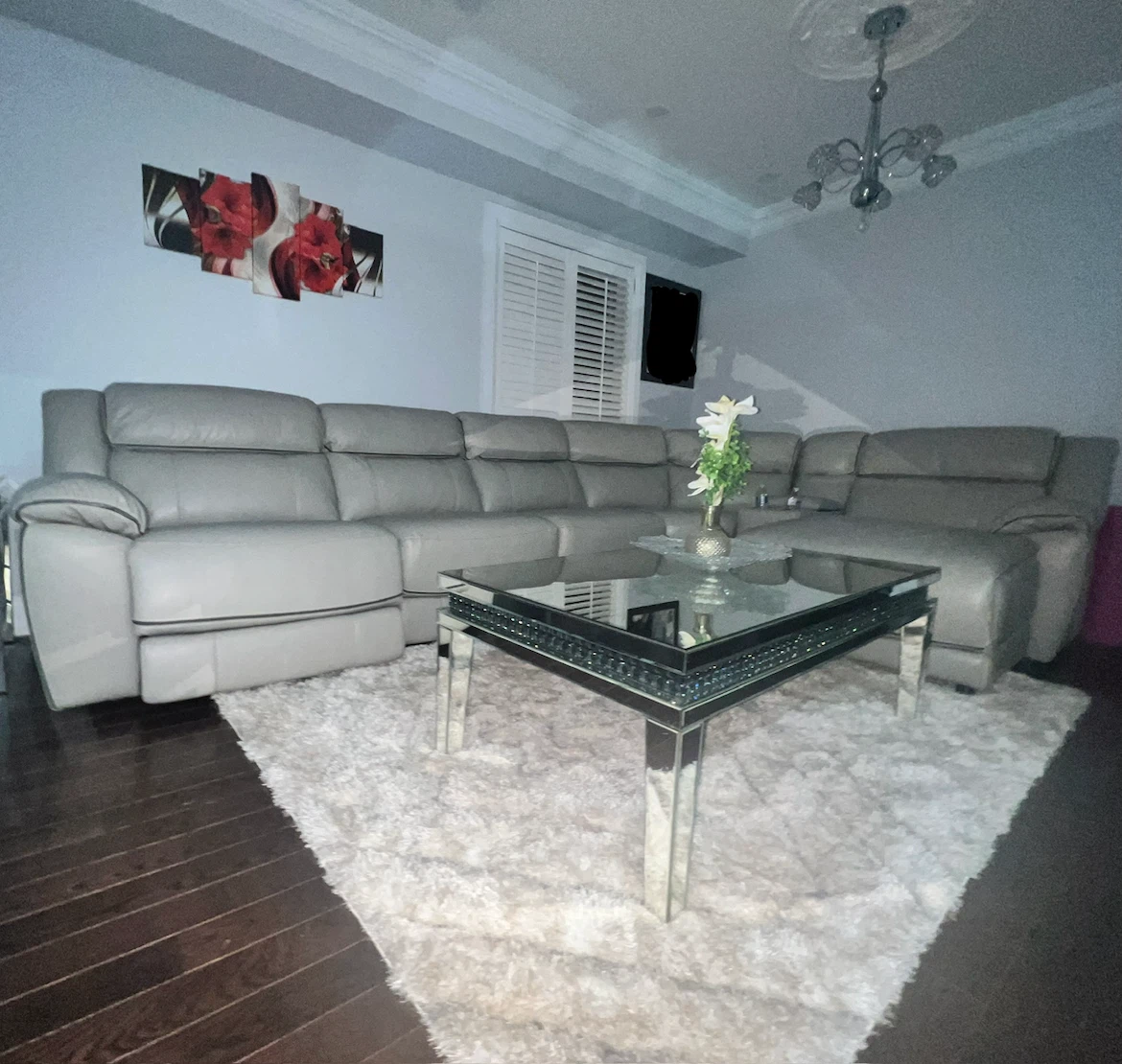 Grey Leather Sectional Sofa