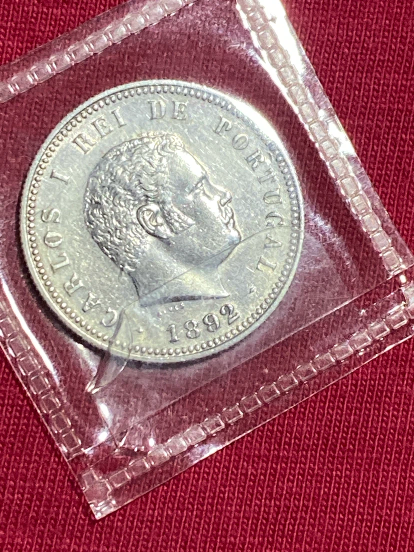 (RARE) Portugal 200 Reis Coin - 1892 - photo 2