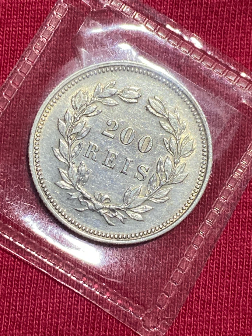 (RARE) Portugal 200 Reis Coin - 1892 - photo 3