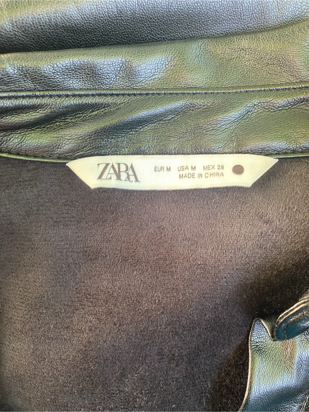 Zara Black Faux Leather Ruched Shirt - photo 4