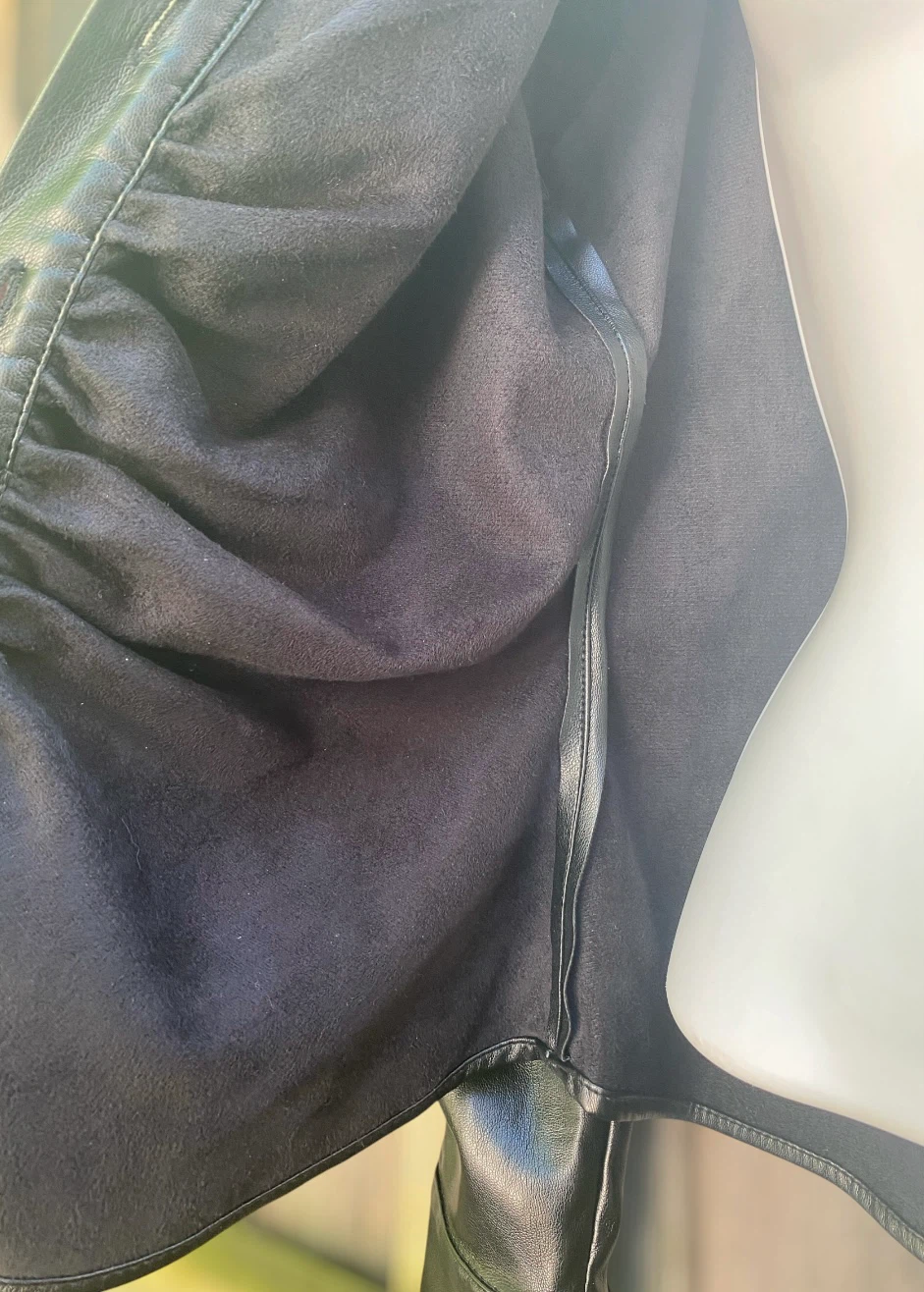 Zara Black Faux Leather Ruched Shirt - photo 5