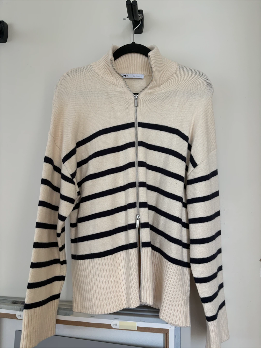 ZARA Striped Zip-Up Cardigan