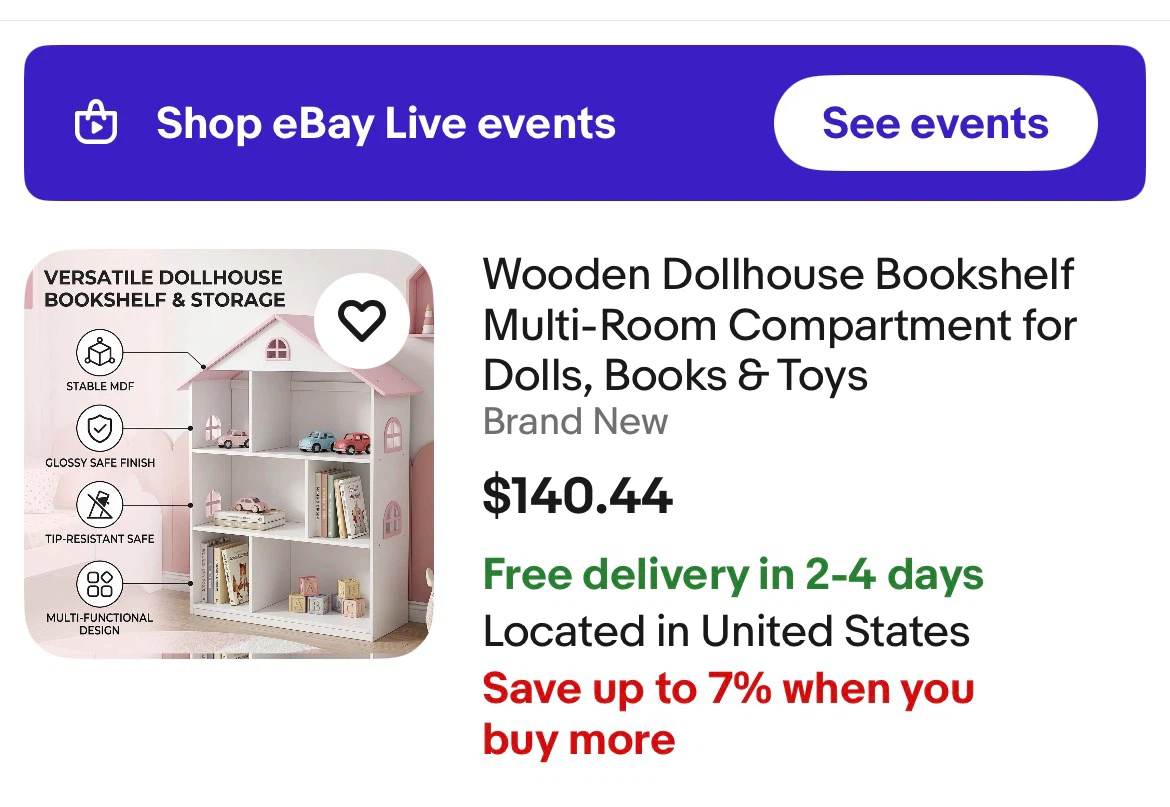 Wooden Dollhouse Bookshelf Multi-Room Compartment - photo 2