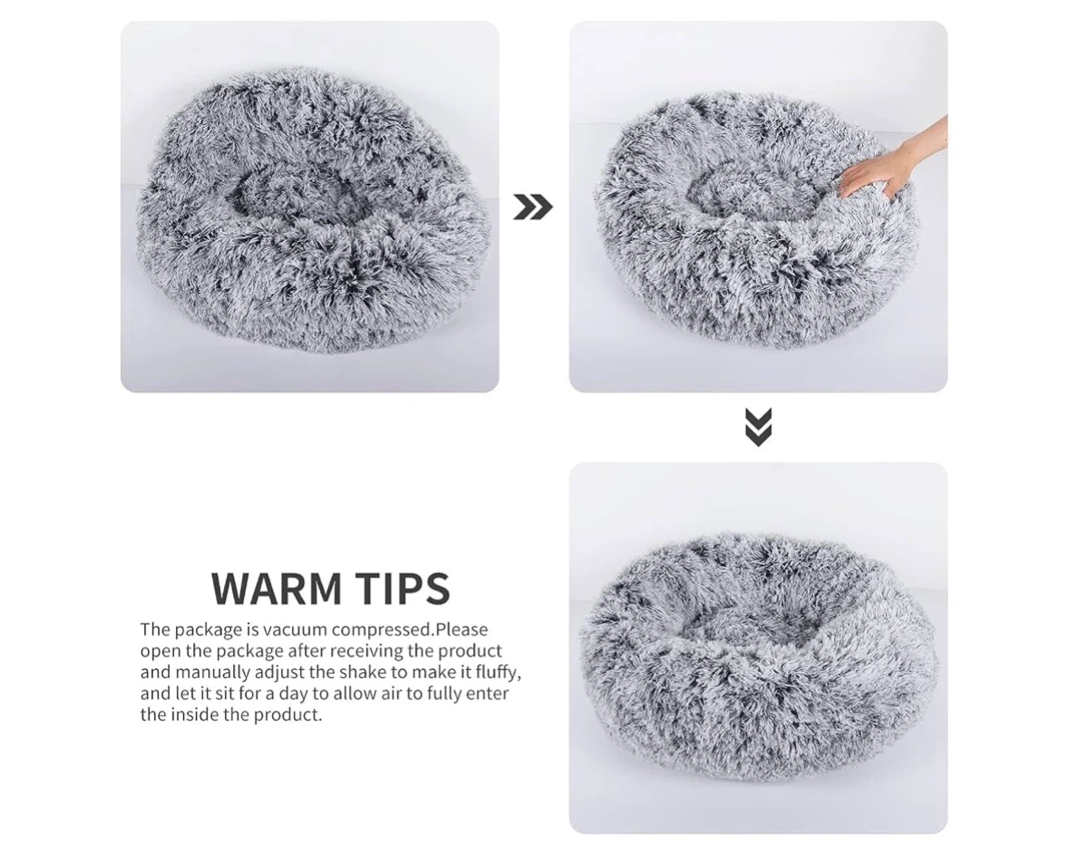 Plush Grey Round Cat Dog Bed - photo 2