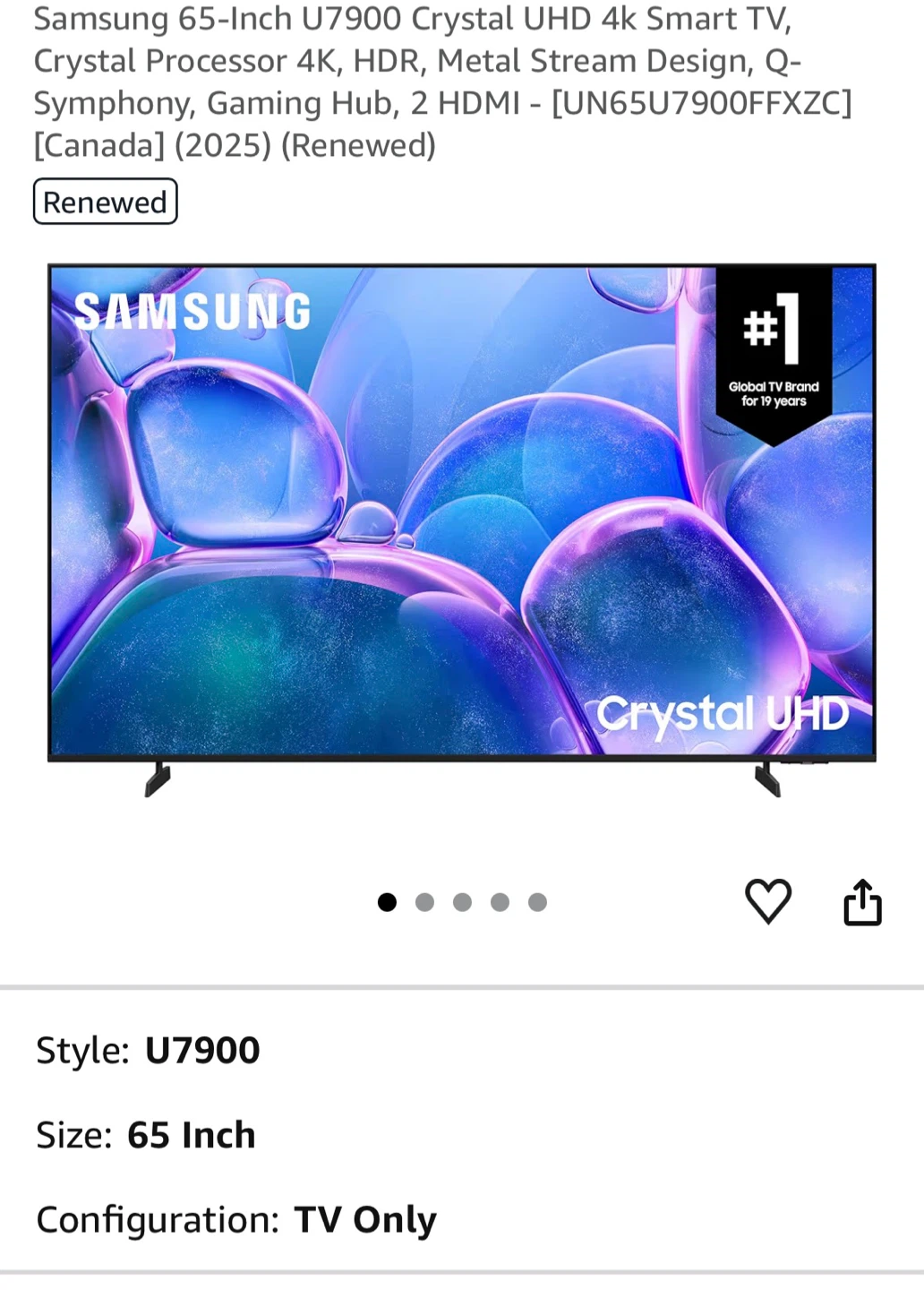 Samsung 65-Inch U7900 Crystal UHD Smart TV