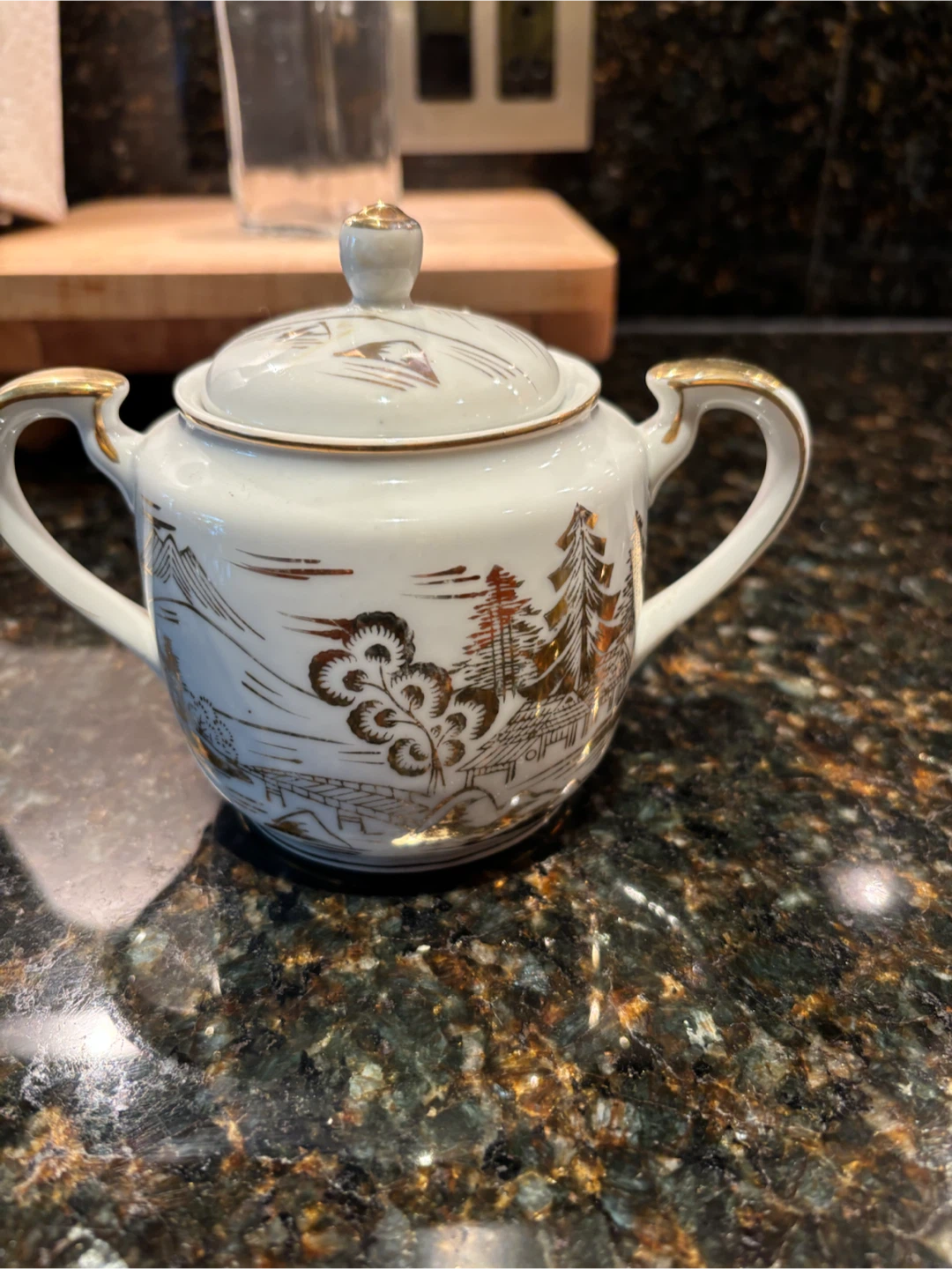 Vintage Japanese fine porcelain Sugar Bowl with Lid