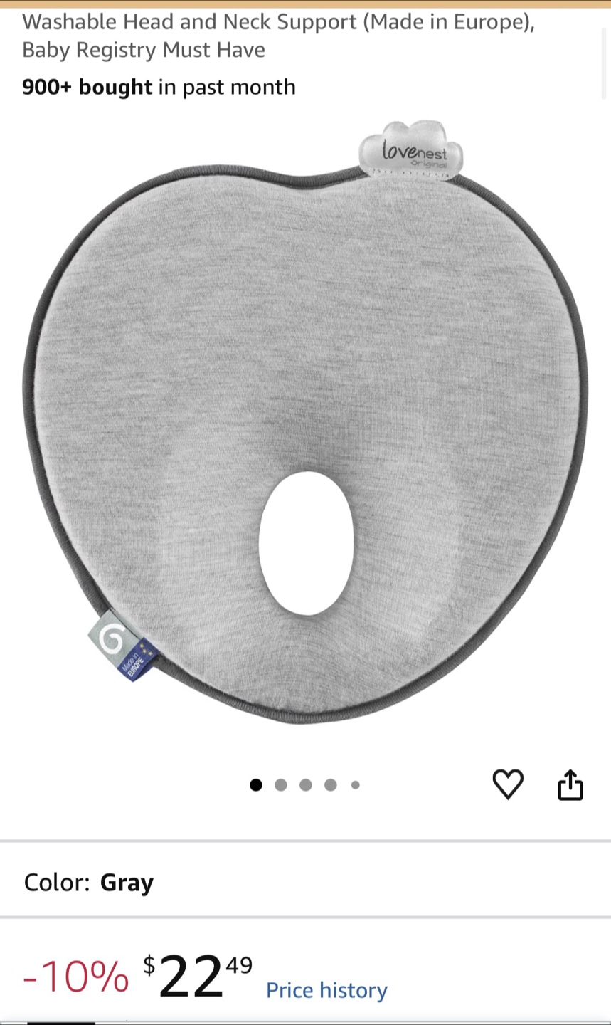 Babymoov LoveNest Original Head Support Pillow Gray