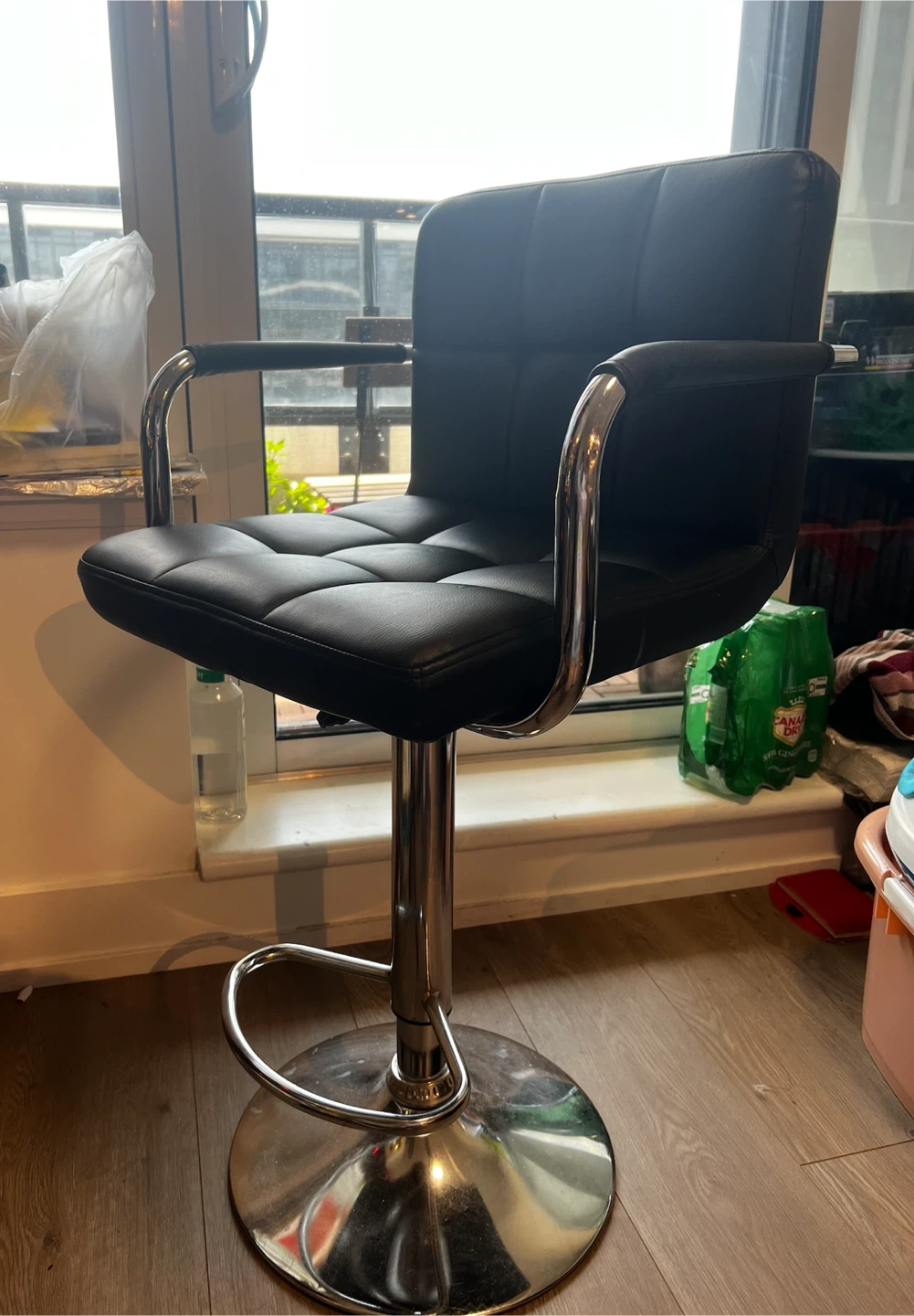 Black Adjustable Bar Stool