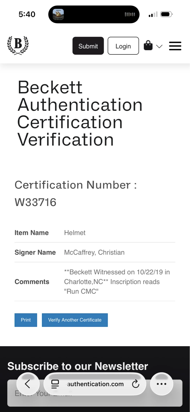 Christian McCaffrey Signed Carolina Panthers Helmet