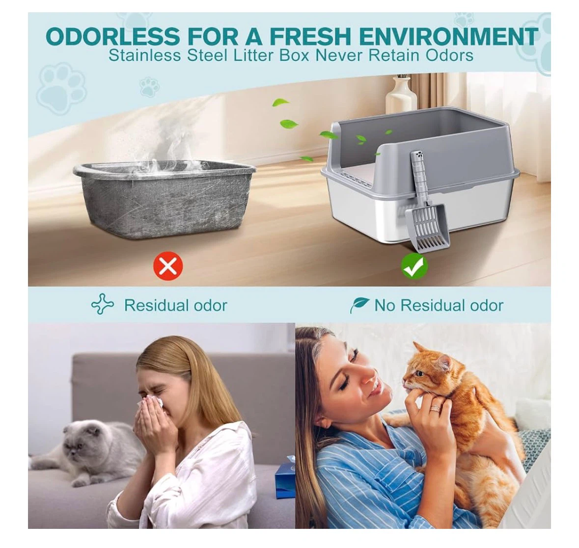 Stainless Steel Cat Litter Box with Hood and Scoop - photo 2