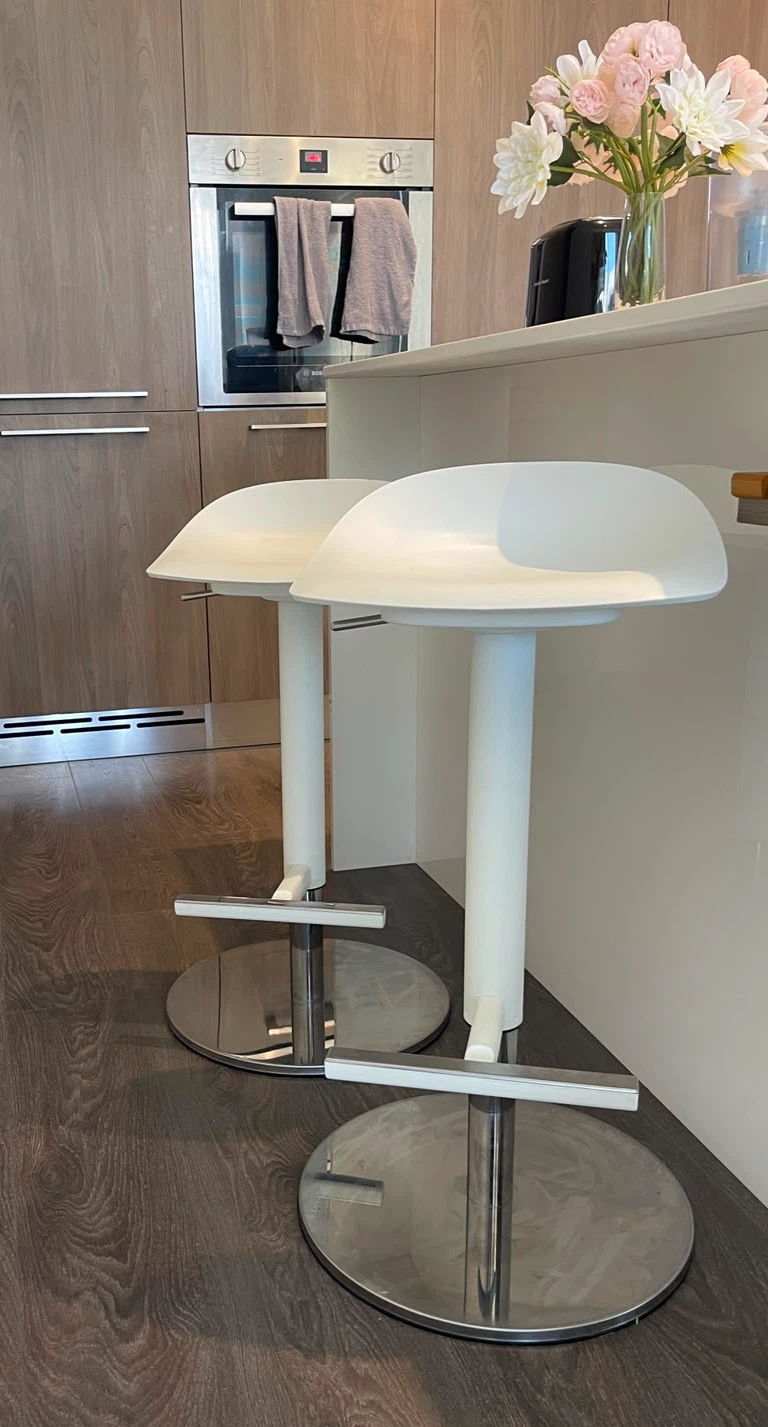 White Modern Bar Stools (Set of 2)