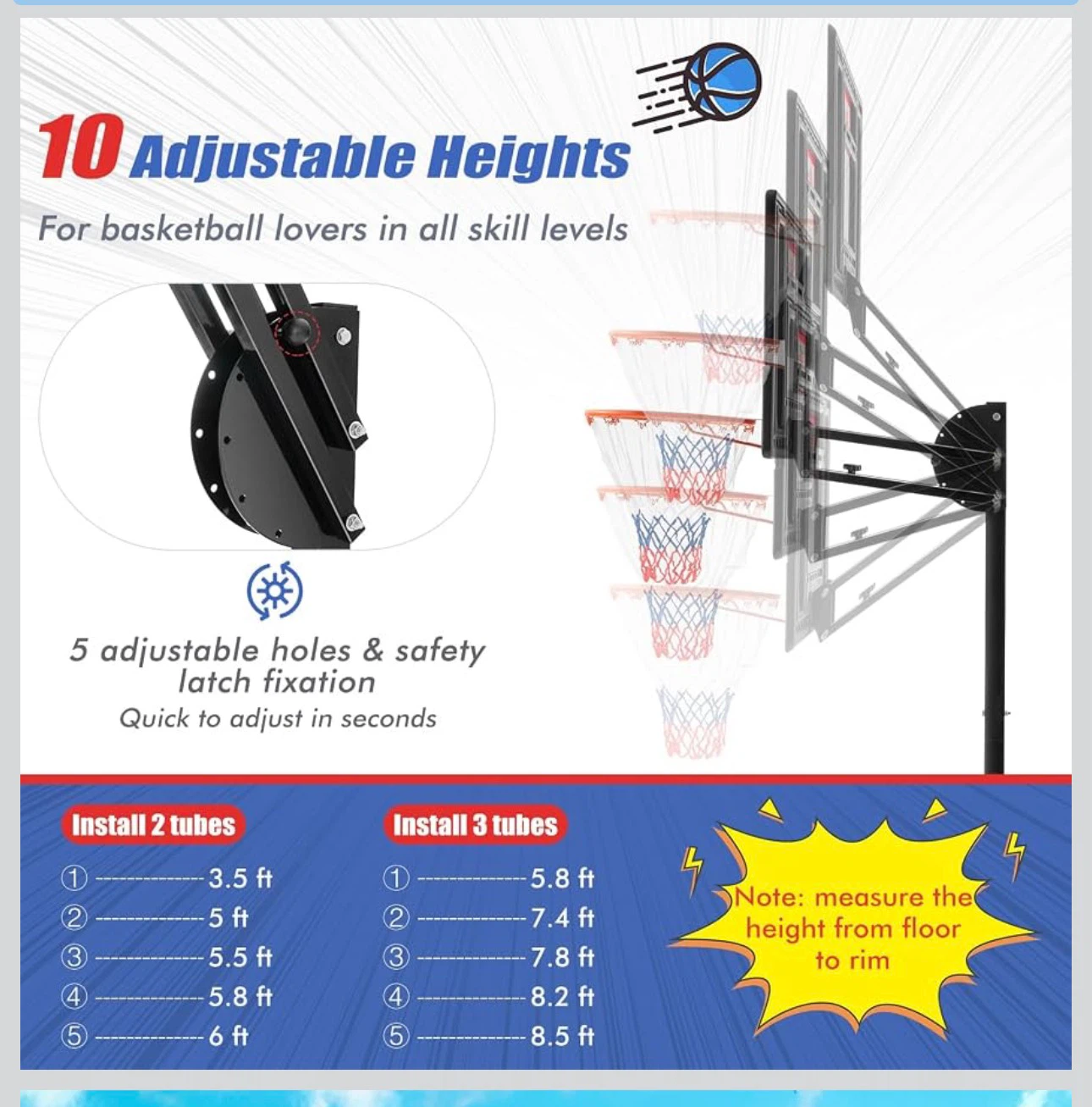 Adjustable Height Basketball Hoop System - photo 2