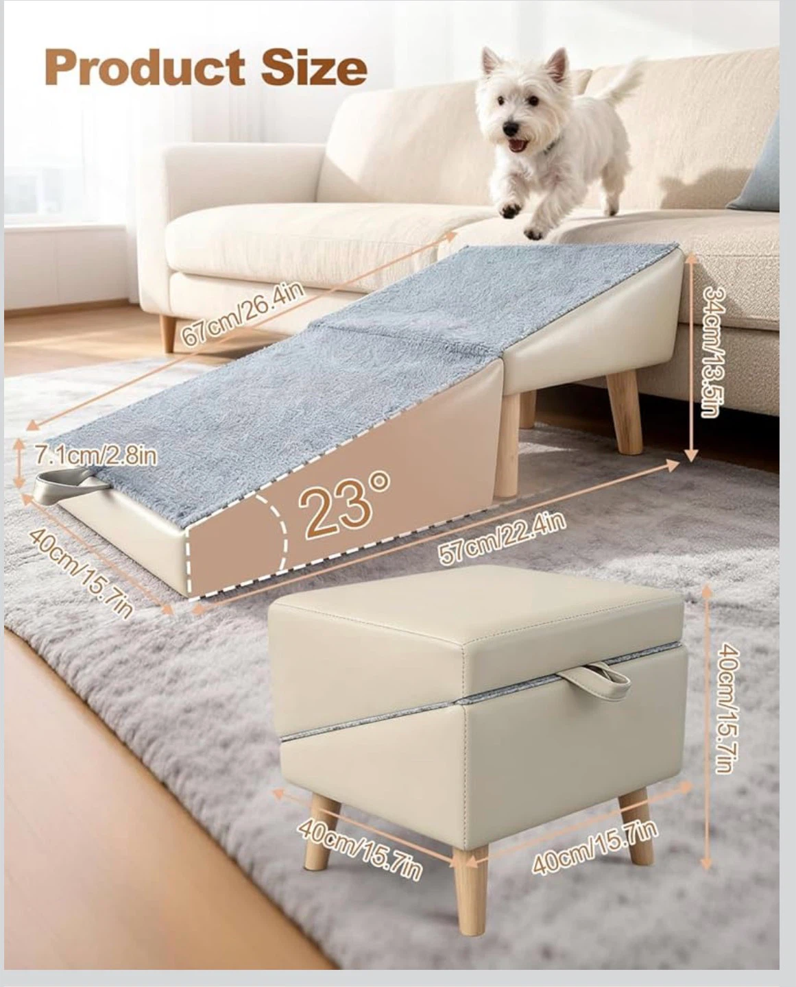 2-in-1 Pet Ramp and Stool - Beige - photo 2
