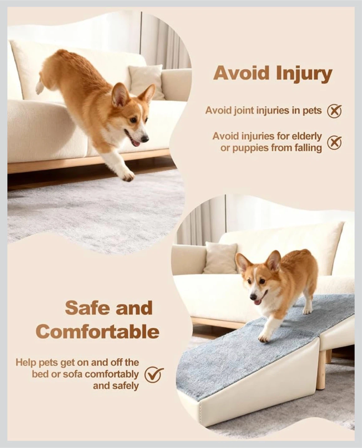 2-in-1 Pet Ramp and Stool - Beige - photo 3