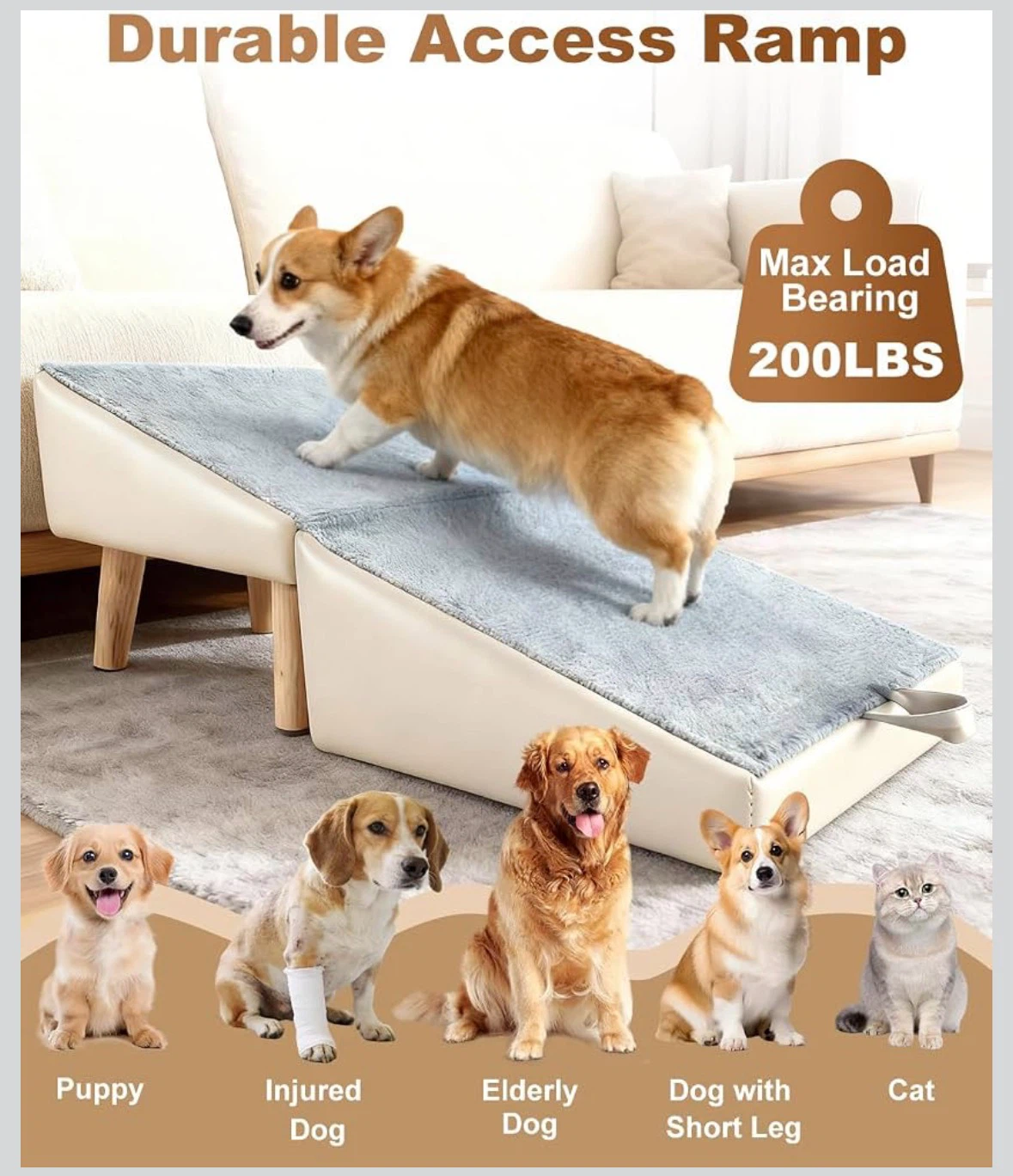 2-in-1 Pet Ramp and Stool - Beige - photo 4
