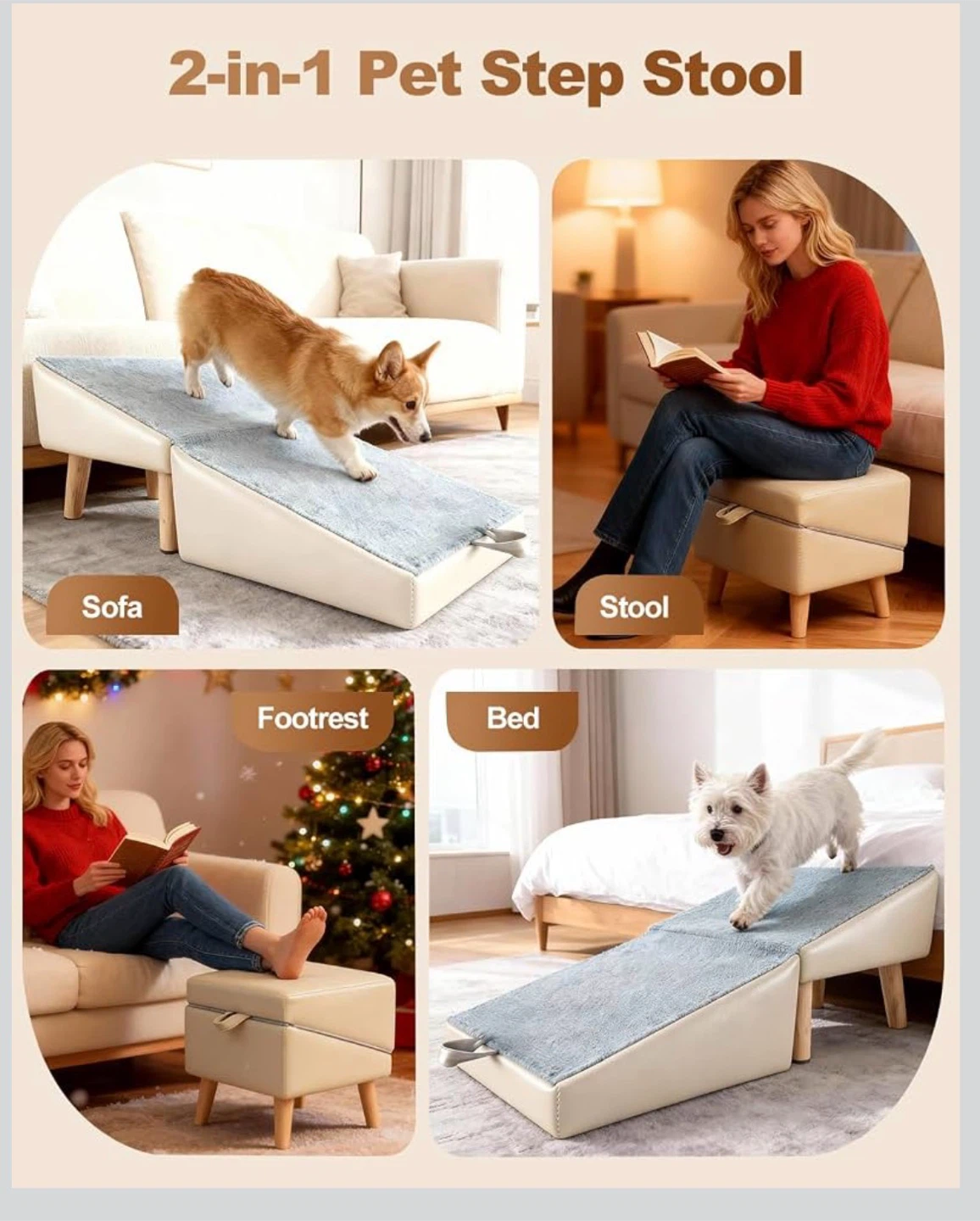 2-in-1 Pet Ramp and Stool - Beige - photo 5