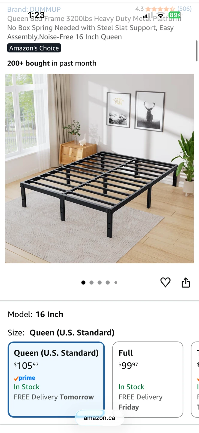Queen 16 Inch Bed Frame