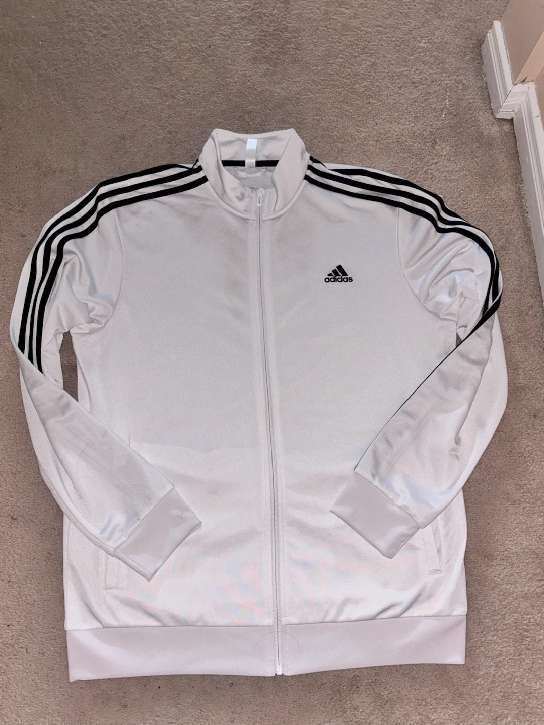 Adidas Track Jacket White with Black Stripes - photo 2