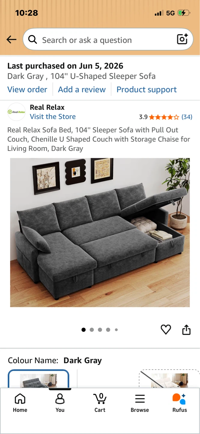 104" U-Shaped Sleeper Sofa